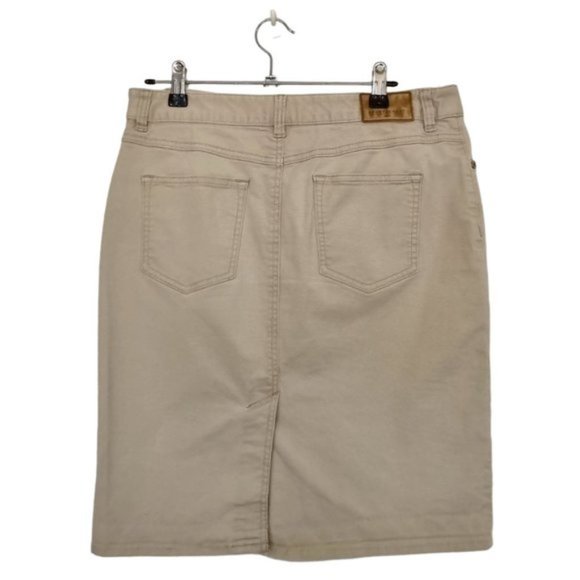SPORTSCRAFT Size 10 Womens Beige Skirt Stretch Midi Denim Back Split Skirt - Picture 4 of 8